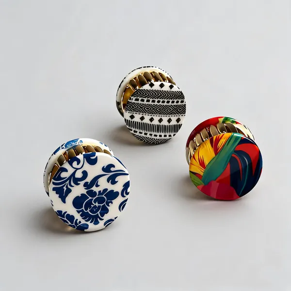Multicolor_Printed_Round_Hair_Clips_Set_For_Women