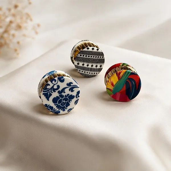 Multicolor_Printed_Round_Hair_Clips_Set_For_Women