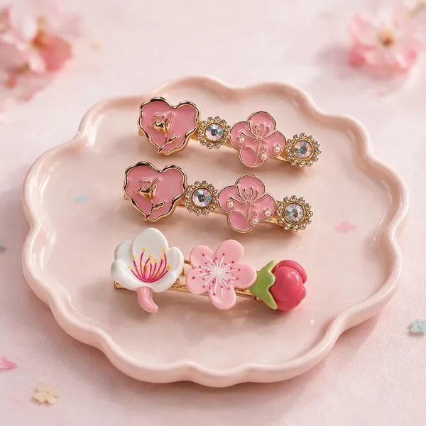 Pink_Floral_Decorative_Hair_Clips_For_Women