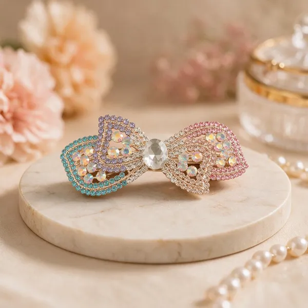 Multicolour_Metal_Rhinestone_Bow_Center_Clip_For_Women