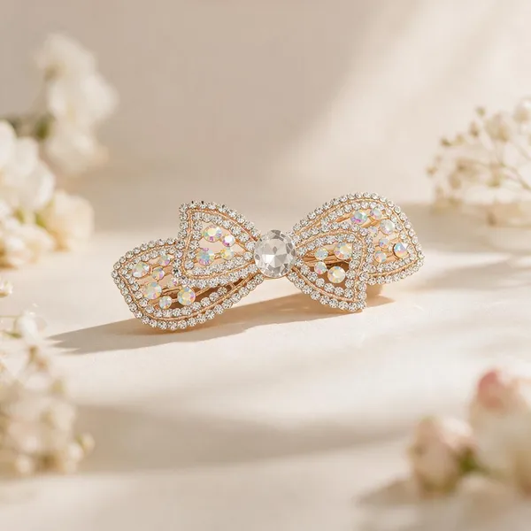 Silver_Metal_Rhinestone_Bow_Center_Clip_For_Women