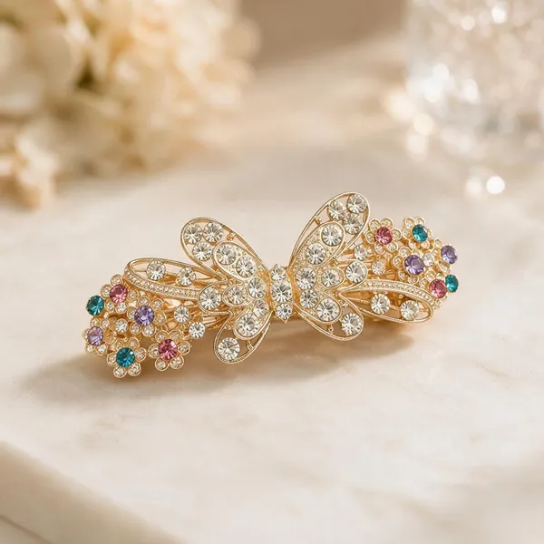Gold-Tone_Metal_Embellished_Butterfly_Center_Clip_For_Women