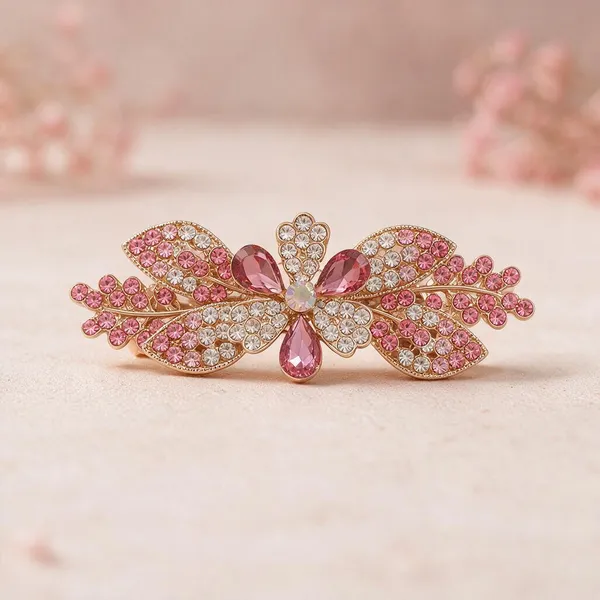 Pink_Metal_Crystal_Flower_Center_Clip_For_Women