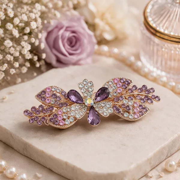 Multicolour_Metal_Crystal_Flower_Center_Clip_For_Women