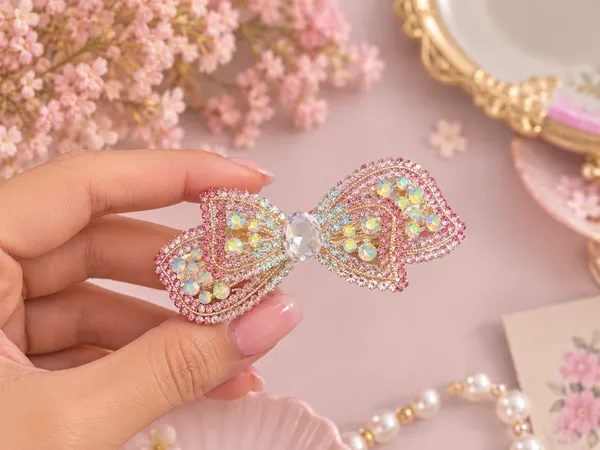 Pink_Embellished_Bow_Hair_Clip_for_Women