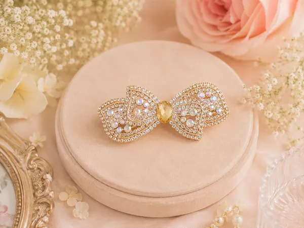 Gold-Tone_Embellished_Bow_Hair_Clip_for_Women