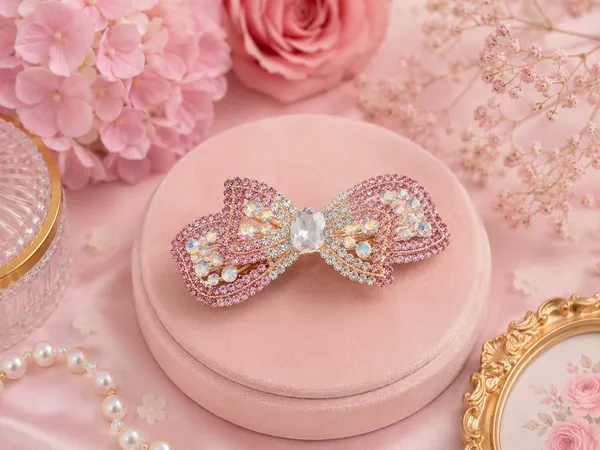 Pink_Embellished_Bow_Hair_Clip_for_Women