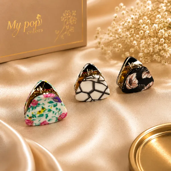 Multicolour_Printed_Triangular_Hair_Claw_Clips_Set_for_Women