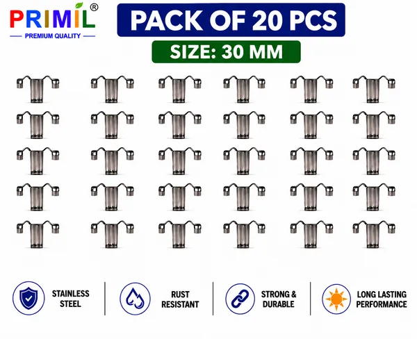 PRIMIL_Premium_Quality_Stainless_Steel_Solar_Panel_Water_Drain_Clips_(30_mm,_Pack_of_20)