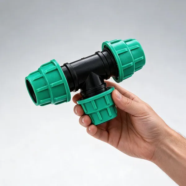 PREMIUM_QUALITY_HEAVY_DUTY_COMP_TEE_THREE_CAP_FOR_HDPE_PIPE_40MM