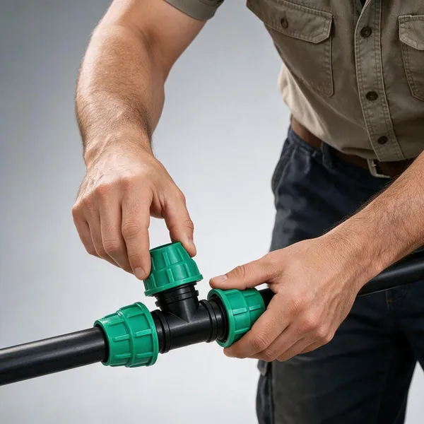 PREMIUM_QUALITY_HEAVY_DUTY_COMP_TEE_THREE_CAP_FOR_HDPE_PIPE_50mm