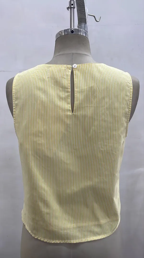 Yellow_Striped_Sleeveless_Embroidered_Top_For_Women