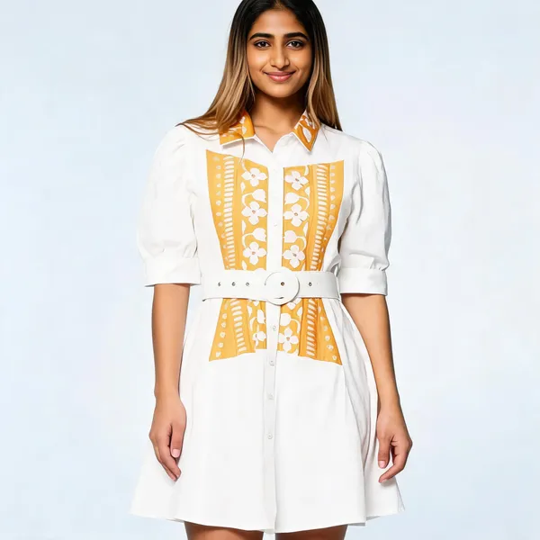 White_Cotton_Embroidered_Mini_Shirt_Dress_For_Women