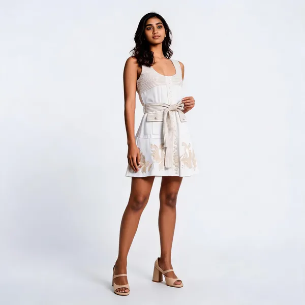 White_Cotton_Sleeveless_Embroidered_Mini_Dress_For_Women