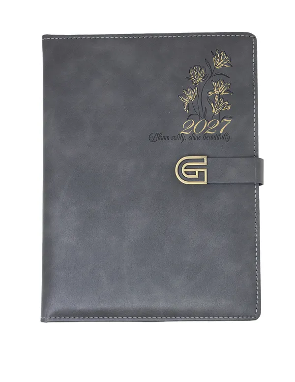 Grey_Floral_Pu_Cover_Strap_Closure_2027_Ruled_Diary