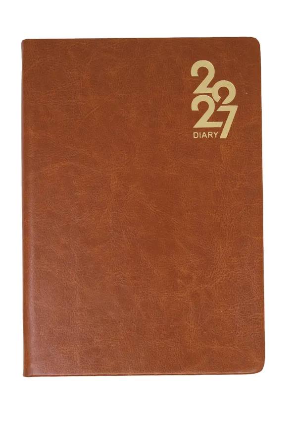 Brown_Pu_Textured_Gold_Accent_2027_Ruled_Diary