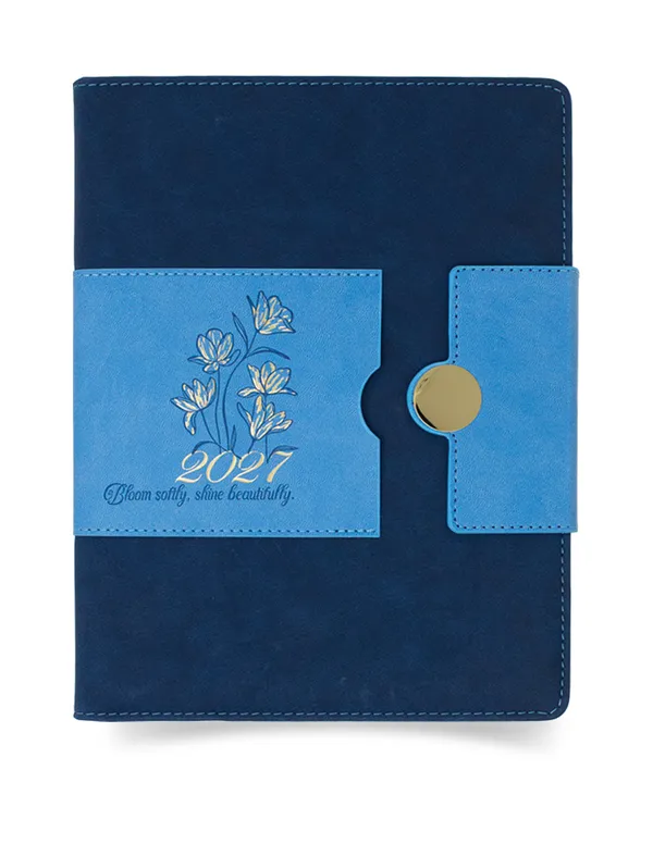 Navy_Blue_Floral_Strap_Closure_2027_Diary_365_Pages
