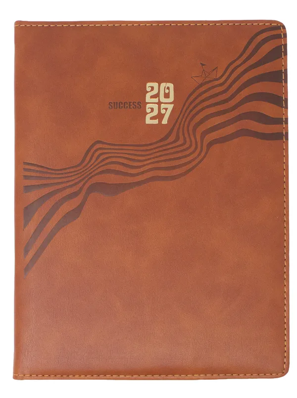 Brown_Pu_Cover_2027_Success_Wave_Design_Ruled_Diary_365_Pages