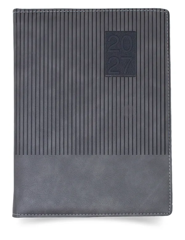 Grey_Embossed_Stripe_Pu_Cover_2027_Ruled_Diary