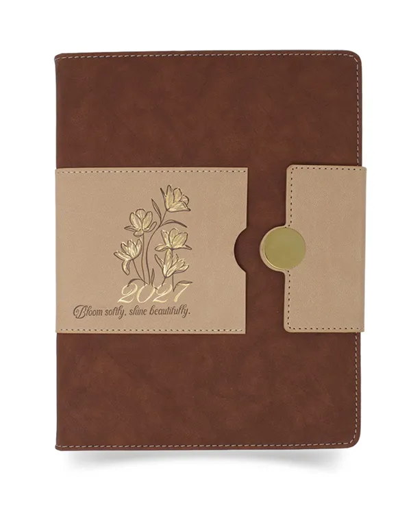 Brown_Floral_Strap_Closure_2027_Diary_365_Pages