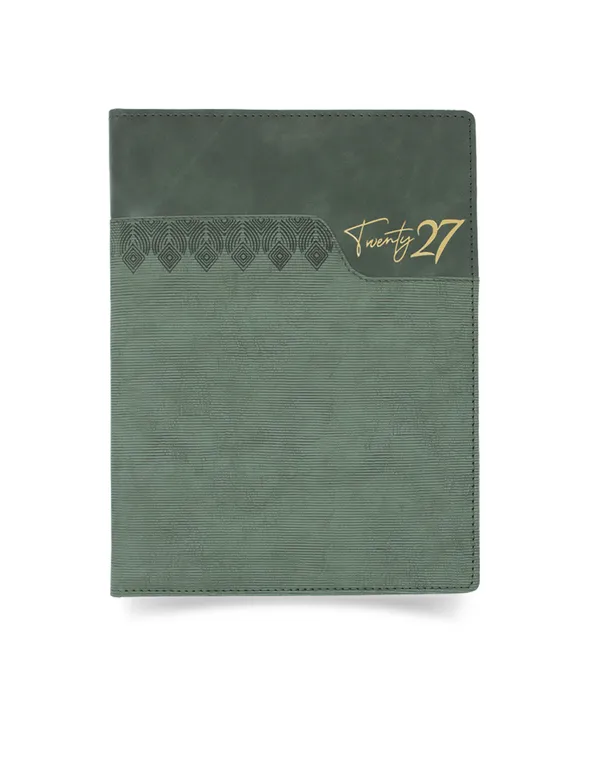 Green_Textured_Pu_Cover_2027_Ruled_Diary_Journal