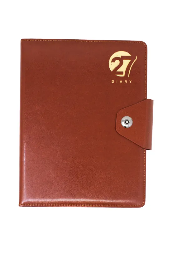 Brown_Pu_Cover_Leather-Textured_Snap_Closure_Diary