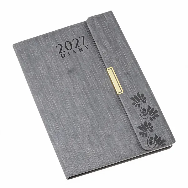 Grey_Pu_Cover_Floral_Accent_2027_Printed_Diary