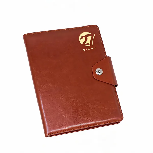 Brown_Pu_Cover_Leather-Textured_Snap_Closure_Diary