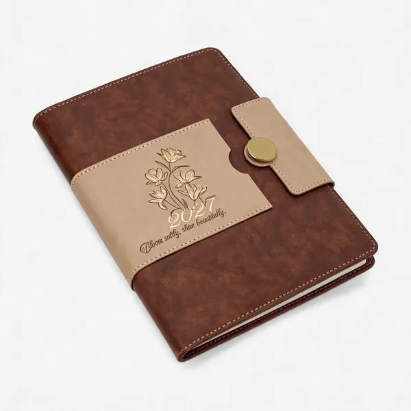 Brown_Floral_Strap_Closure_2027_Diary_365_Pages