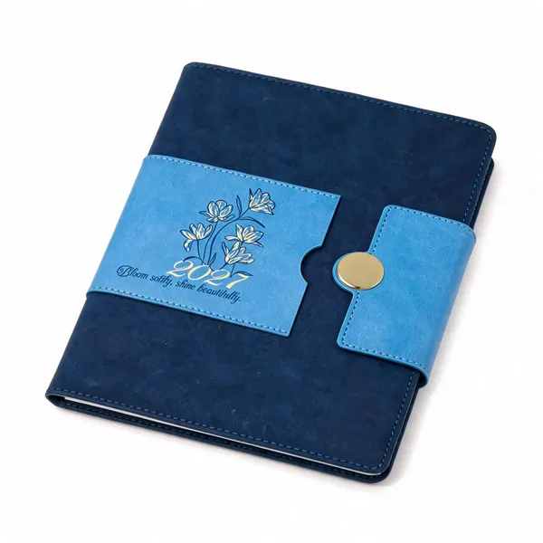 Navy_Blue_Floral_Strap_Closure_2027_Diary_365_Pages