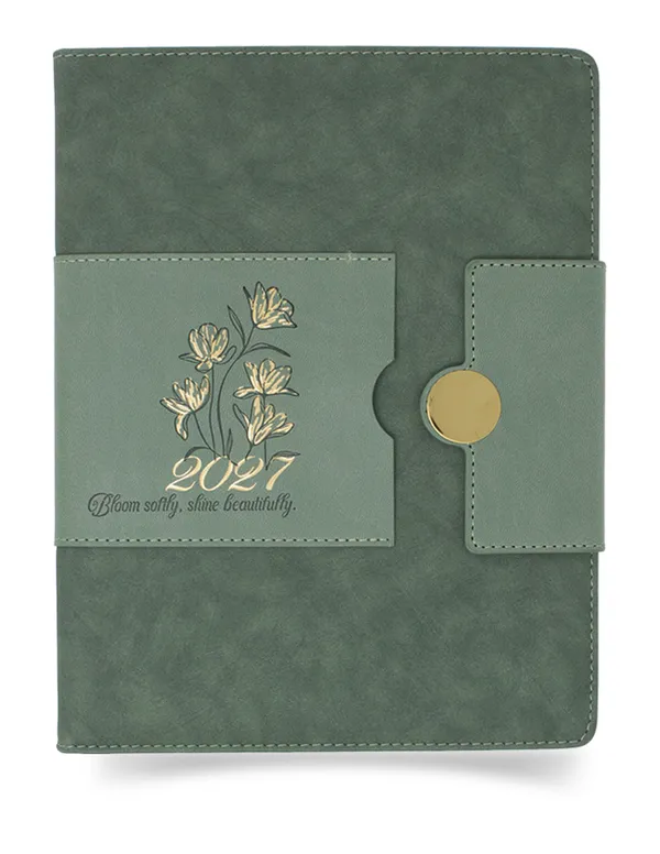 Green_Floral_Strap_Closure_2027_Diary_365_Pages