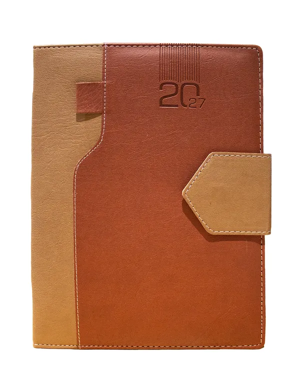 Brown_Pu_Leather_Look_2027_Ruled_Diary_With_Strap