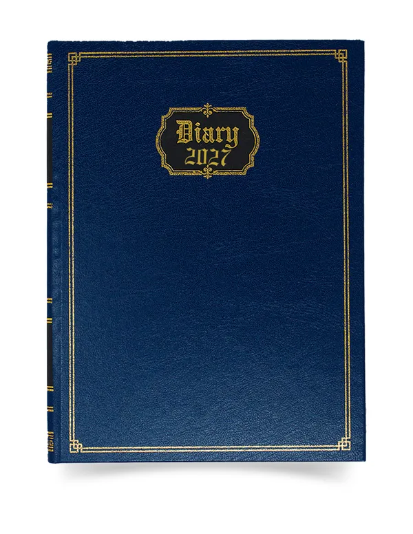 Blue_Textured_Gold_Border_Hardcover_2027_Diary_365_Pages