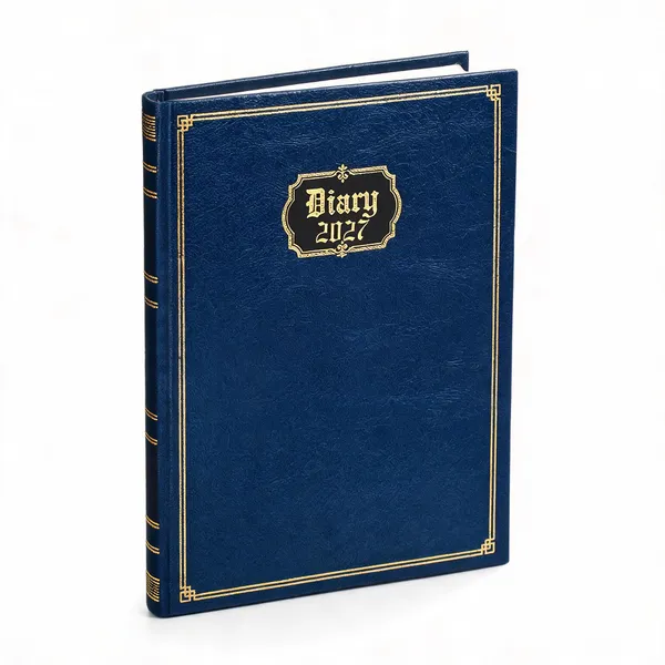 Blue_Textured_Gold_Border_Hardcover_2027_Diary_365_Pages
