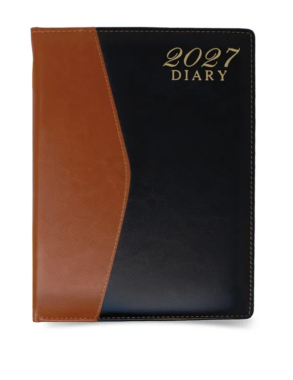 Black_Brown_Two_Tone_Leather_Look_2027_Diary_365_Pages