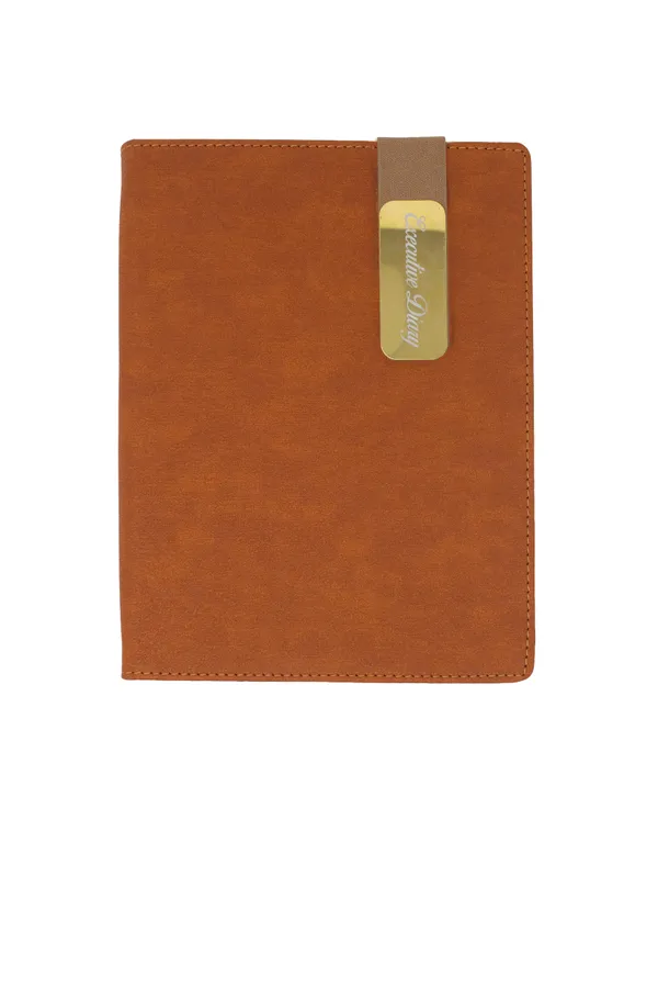 Brown_Pu_Cover_Decorative_Strap_Metallic_Plaque_Diary