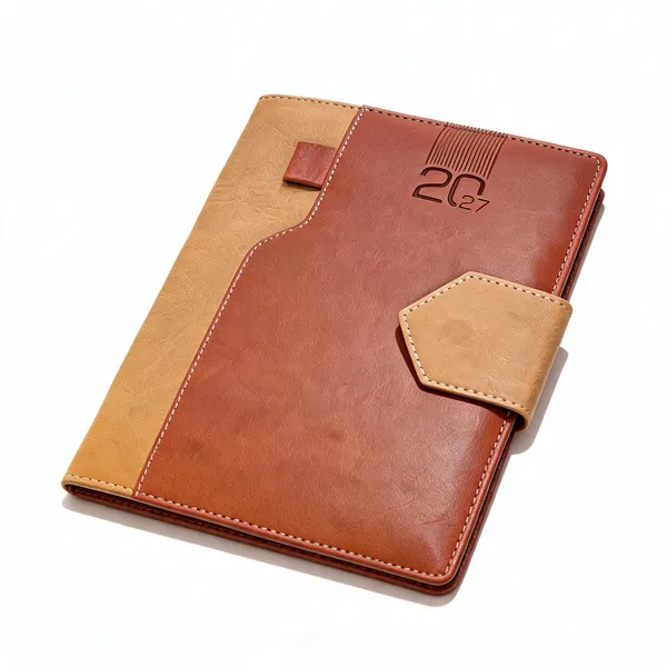 Brown_Pu_Leather_Look_2027_Ruled_Diary_With_Strap