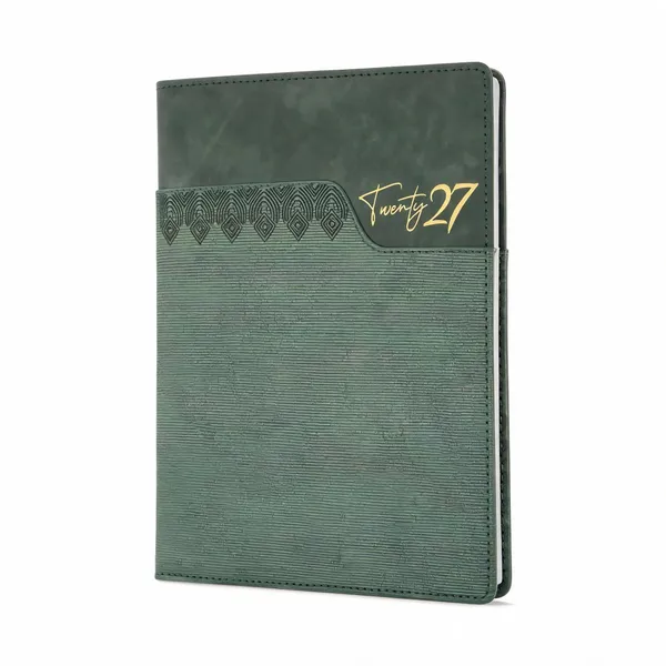 Green_Textured_Pu_Cover_2027_Ruled_Diary_Journal