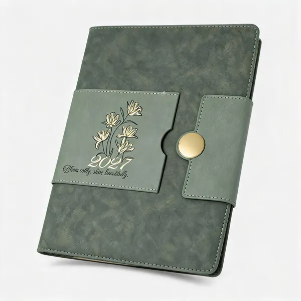 Green_Floral_Strap_Closure_2027_Diary_365_Pages