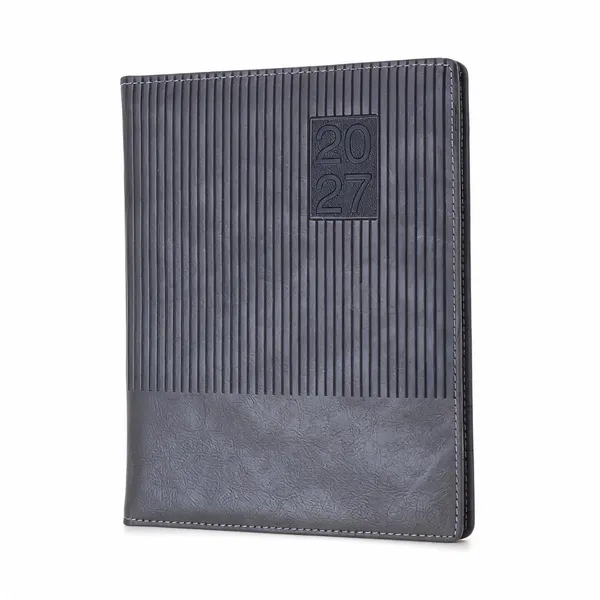 Grey_Embossed_Stripe_Pu_Cover_2027_Ruled_Diary
