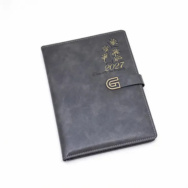 Grey_Floral_Pu_Cover_Strap_Closure_2027_Ruled_Diary