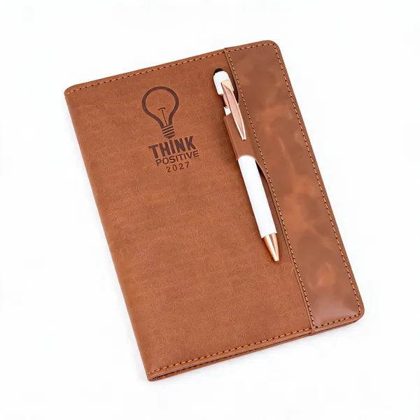 Brown_Textured_Pu_Notebook_With_Pen_Holder_365_Pages