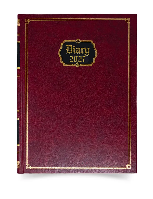 Burgundy_Hardbound_Gold_Border_2022_Diary_365_Pages