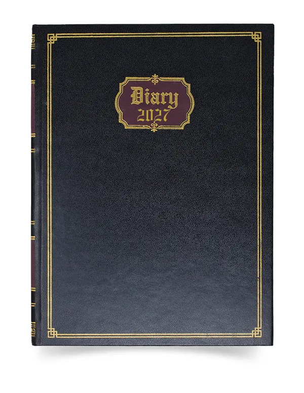 Black_Textured_Hardcover_Gold_Border_Diary_365_Pages