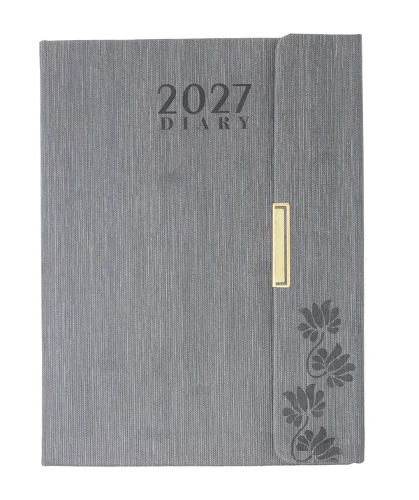 Grey_Pu_Cover_Floral_Accent_2027_Printed_Diary