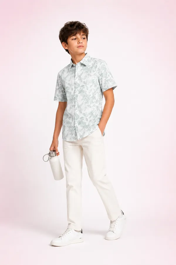 White_Floral_Print_Short_Sleeve_Shirt_for_Boys