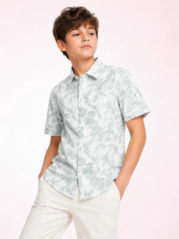 White_Floral_Print_Short_Sleeve_Shirt_for_Boys