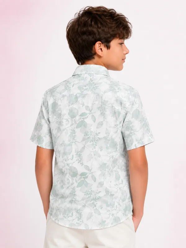 White_Floral_Print_Short_Sleeve_Shirt_for_Boys