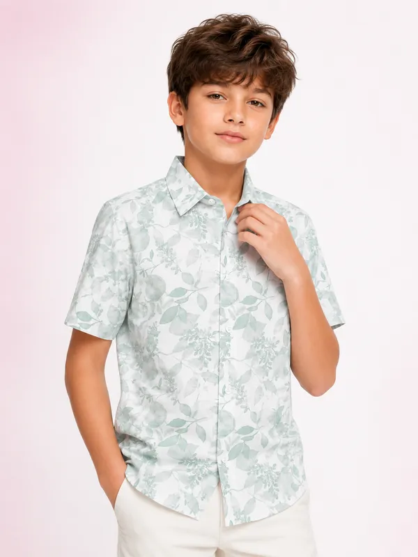 White_Floral_Print_Short_Sleeve_Shirt_for_Boys