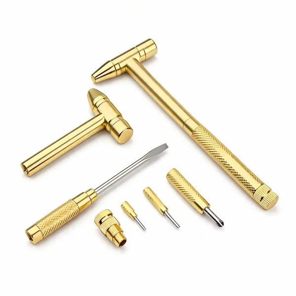Stainless_Steel_Gold_Tone_Hammer_And_Precision_Tool_Set